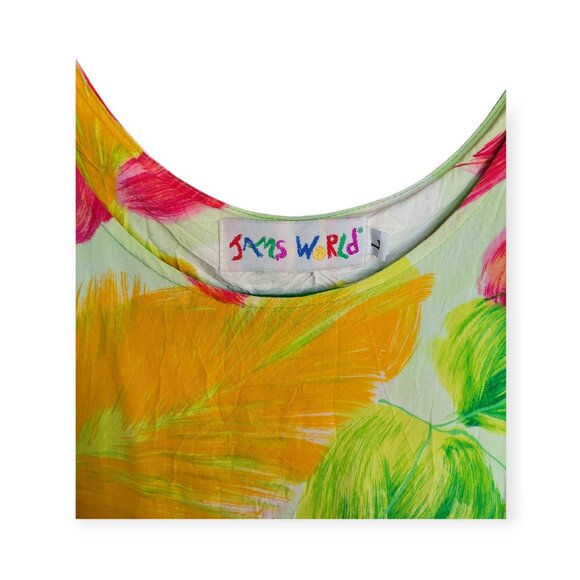 90s Jams World Vintage Hawaiian Floral Dress L - Picture 7 of 13